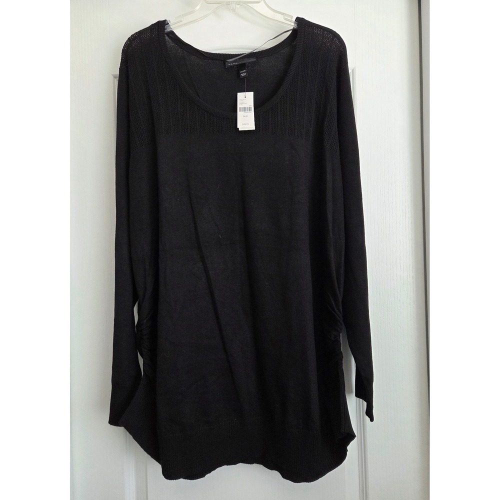 Lane Bryant Black Long Sleeve Scoop Neck Ruched Side‎ Sweater Plus Size 26/28